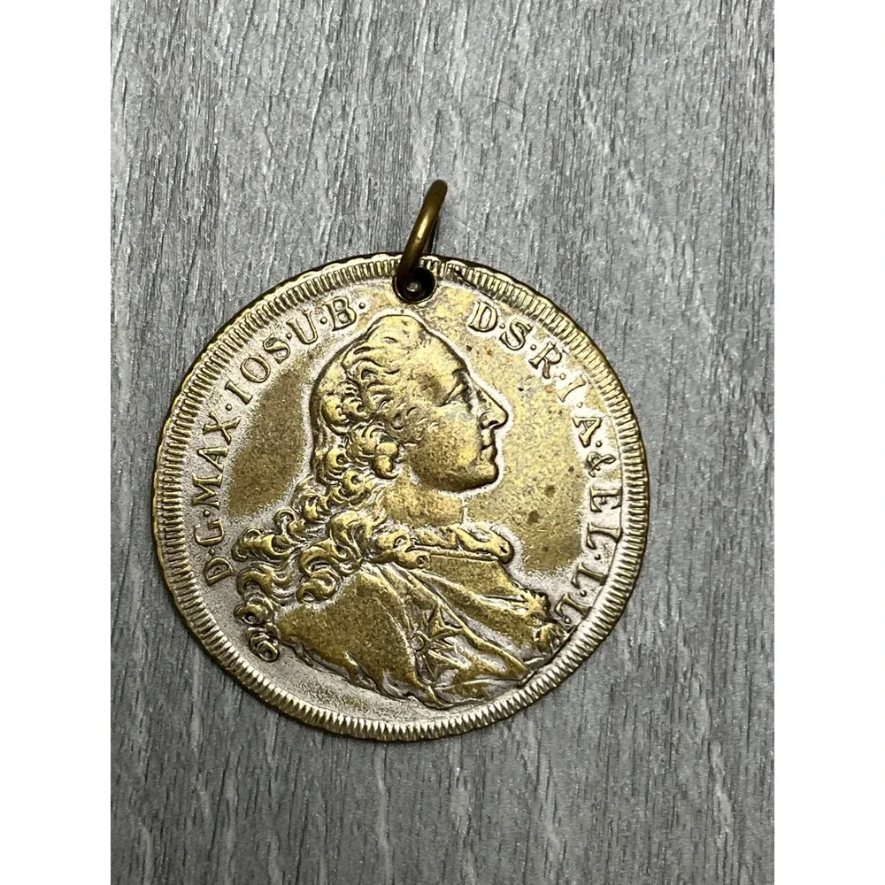 Vintage 1760 Patrona Bavariae Maximilian III Joseph Coin Pendant Medallion 22g